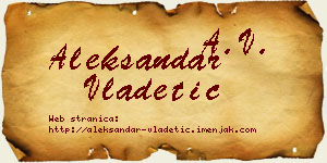 Aleksandar Vladetić vizit kartica